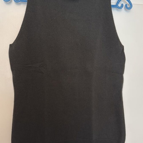 Benetton Sleeveless Turtleneck Vest 100% Wool New, Dark Brown-Green