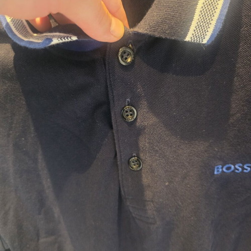 Boss long sleeve polo shirt, blue, size L, regular fit