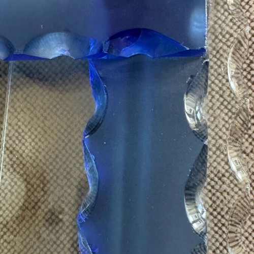 Glass frame with blue Amvolis details like new
