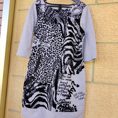Desigual women's casual dress with patchwork and animal print