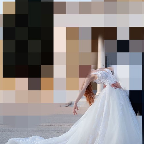 Wedding dress like new princess style with train and lace, size S