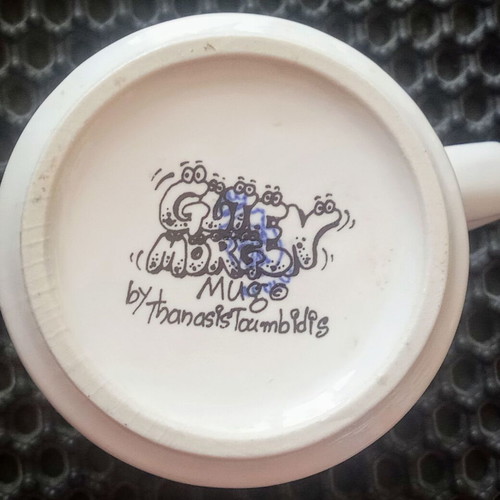 Niki Thanasis Toumpidis 1995 mug used with autograph and dedication