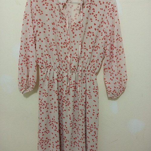 Spring beige dress with hearts like new, one size