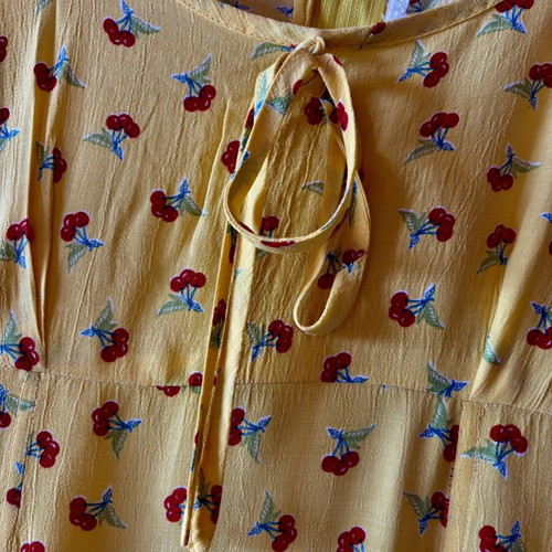 Cherry dress like new, yellow with cherry pattern