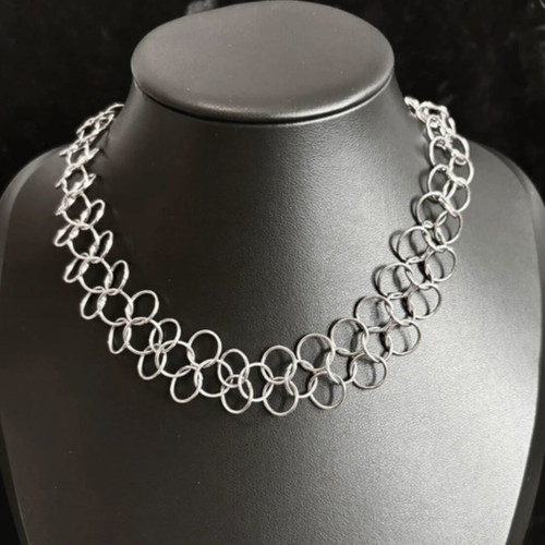 Chainmail necklace handmade silver stainless steel new