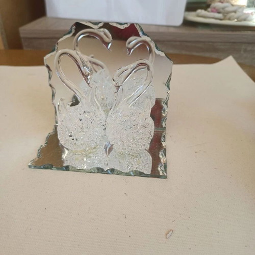Blown glass decoration, loving swans