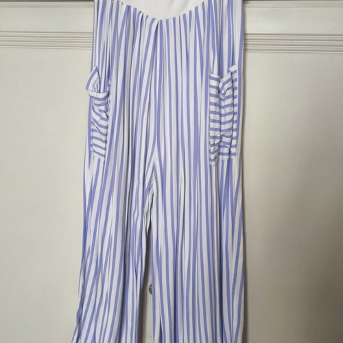 For Ever Blue Striped Palazzo Pants used, white and blue, size M