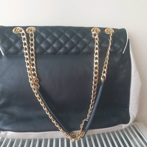 Leather shoulder bag Italian white-black new