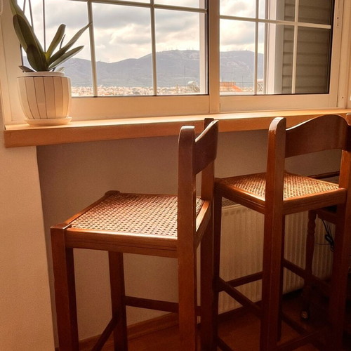 Wooden stools used, set of 2 pieces