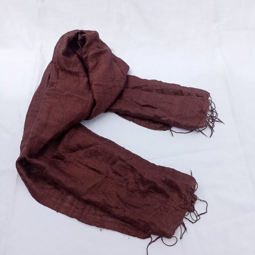 Brown scarf used, thin with fringes