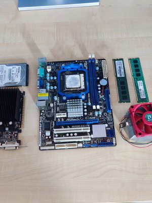 Motherboard set Asrock 960GM-GS3 with CPU FX 4100, HDD, GPU, 6GB RAM used