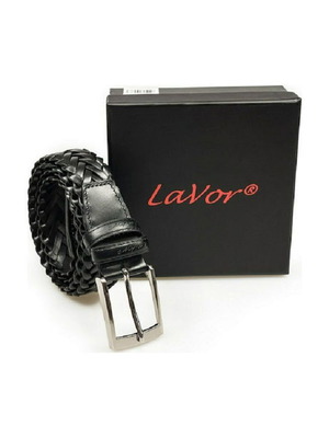 Lavor 94 Men's Leather Woven Belt Black new