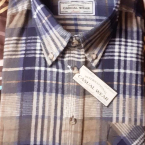 Flannel men's shirt new, size L, beige multicolor