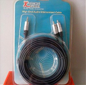 Καλώδιο (cable) 2 x RCA male - 3,5mm male stereo High Quality 5 μέτρα
