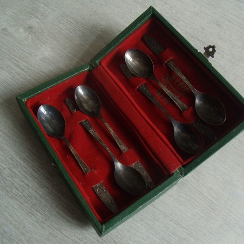 Set of old Russian melchior tea spoons like new, 6 pieces