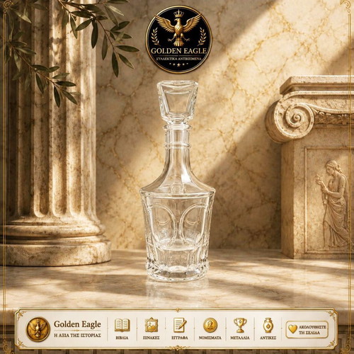 Glass decanter bottle 0.5 L retro antique for tsipouro and other drinks