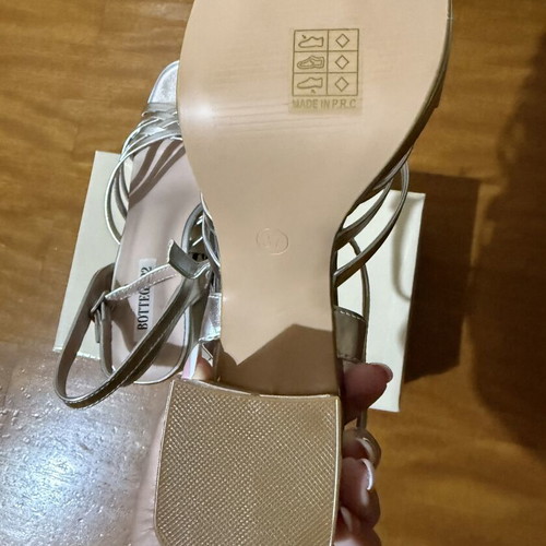 Bottega 22 Silver Women's Sandals with Multiple Straps and Block Heel, New
