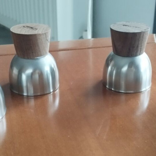 Lundtofte Denmark Vintage Egg Cups Set of 4 teak stainless steel mint