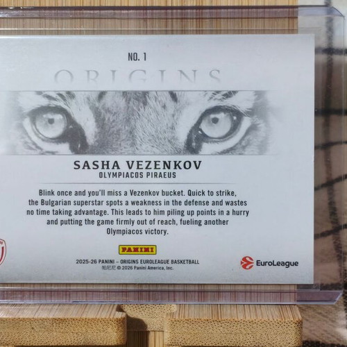 2025-26 Panini Origins Euroleague Sasha Vezenkov Tiger Eyes SSP near mint