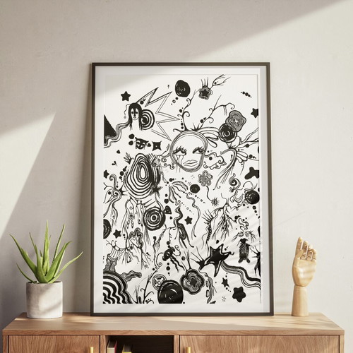 A3 Poster Art Print Handmade Design