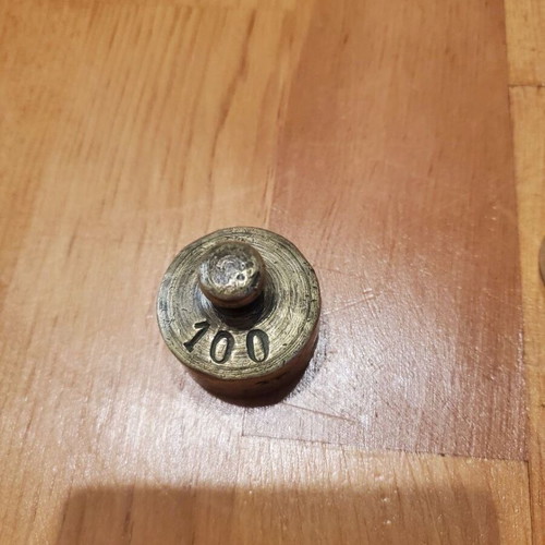 Set of 3 old brass scale weights used