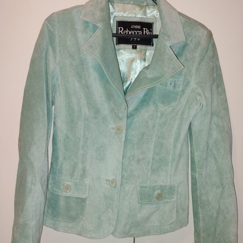 Rebecca Blu women's suede jacket used, mint green, size small