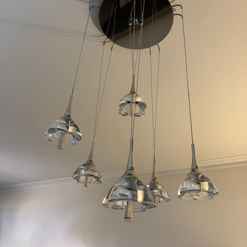 Set of 2 Crystal Pendant Lights for Living Room and Dining Room