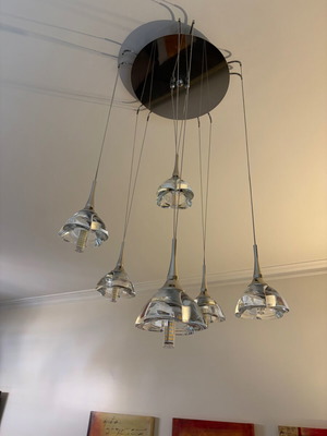Set of 2 Crystal Pendant Lights for Living Room and Dining Room