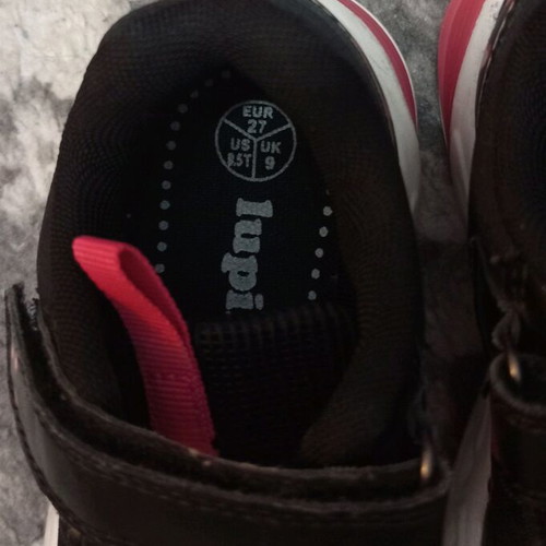 Athletic shoes used size 27 black pink with lights