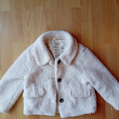 Marks & Spencer Girls' Bouclé Jacket 5 Years 110 cm Like New White