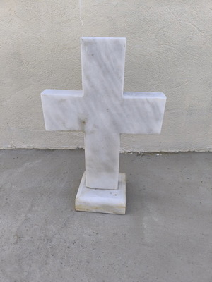 Handmade marble cross with base 48x30 vintage