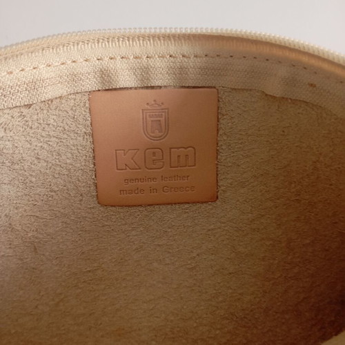 Kem clutch bag beige leather, like new