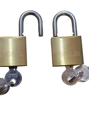 Gold brass padlock 30mm new with 3 keys