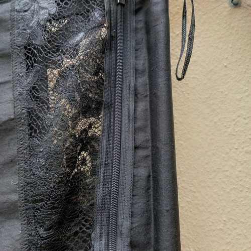 Seventy women's pants black, silk taffeta and lace, like new, XS