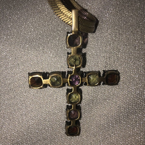 Dyrberg/Kern Vintage Statement Necklace Cross with Crystals