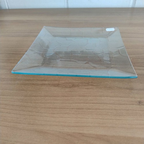 Glass plate for table or buffet decoration like new, 24x24 cm