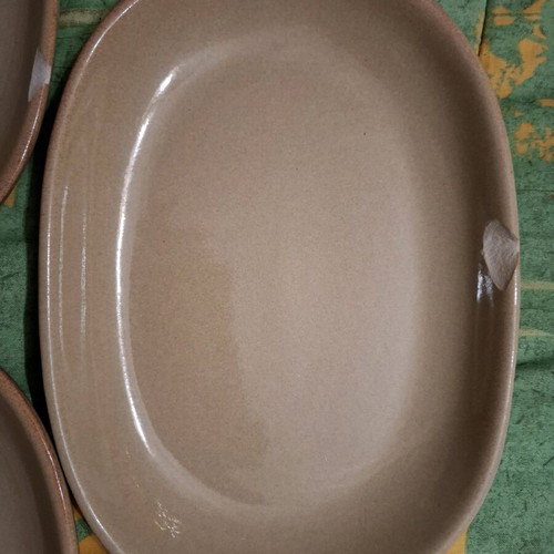 Porcelain plates used, pack of 3, dark beige