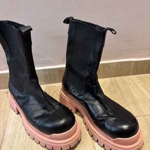 Chelsea Topshop boots used, leather, size 40, black-pink