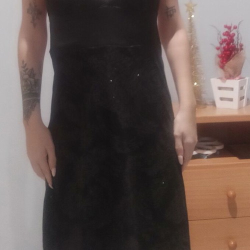 Black evening dress with rhinestones like new, size S