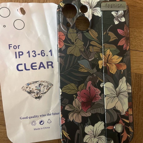 iPhone 13 floral matte case with strap like new