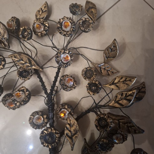 Metal Handmade Wall Decor Tree of Life like new, bronze and gold