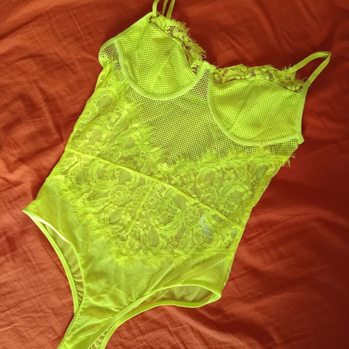 Sensual bodysuit fluorescent green M new, Brazilian cut