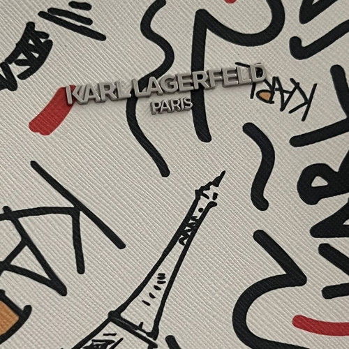Karl Lagerfeld Paris Graffiti toiletry bag new, white multicolor
