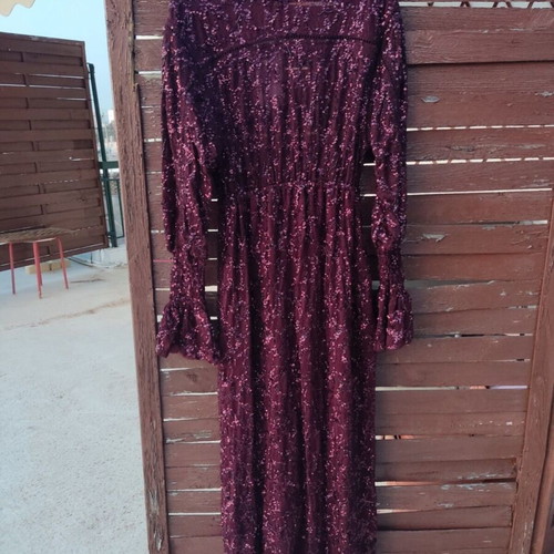 Zara long red dress with sequins like new