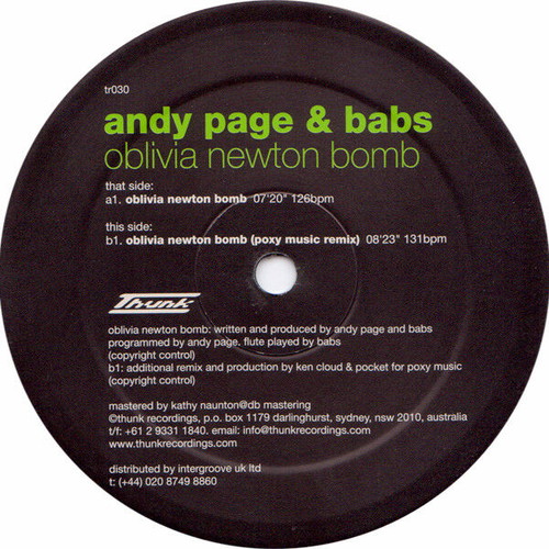 Andy Page & Babs Oblivia Newton Bomb CD used, electronic