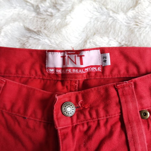 Modern women's red Charleston pants like new, cotton, size XL 42 14