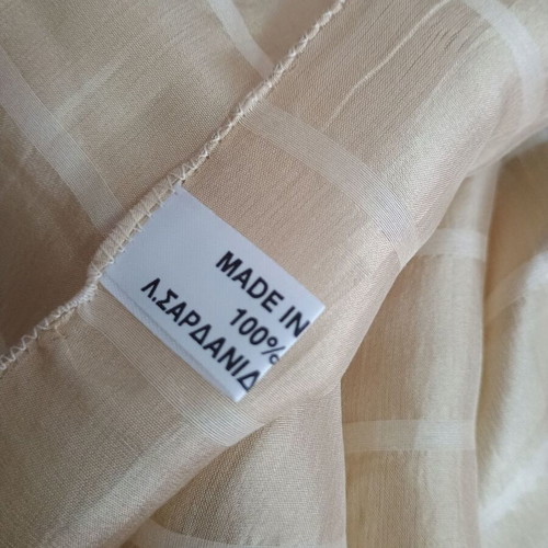 Women's long silk scarf used, beige soufli fabric