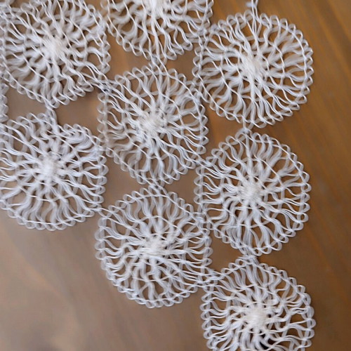 Embroidery with lace new, table runner 65x40 cm, ecru