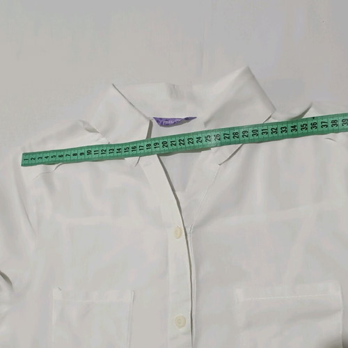 White short-sleeve shirt like new, size M, semi-transparent with waist cord
