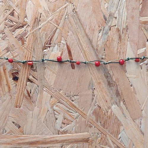 Handmade summer anklet bracelet, red and green